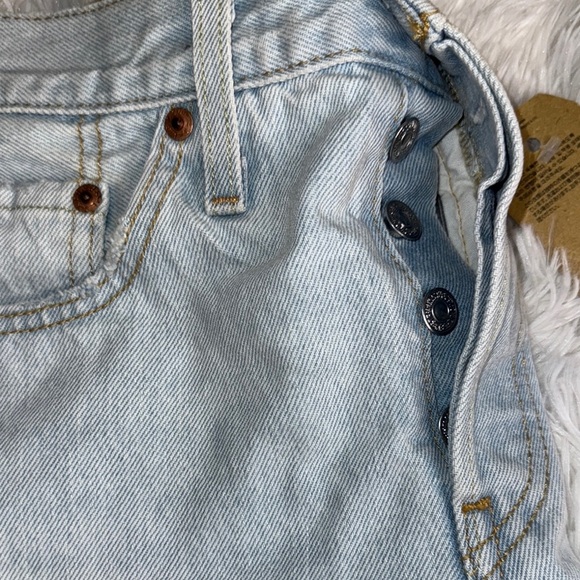 Levi's Light Blue Ripped Denim Shorts - Picture 7 of 7